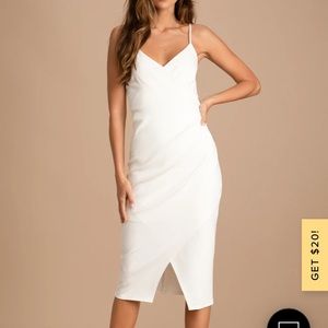 Lulu’s All This Appeal White Bodycon Midi Dress (Small)